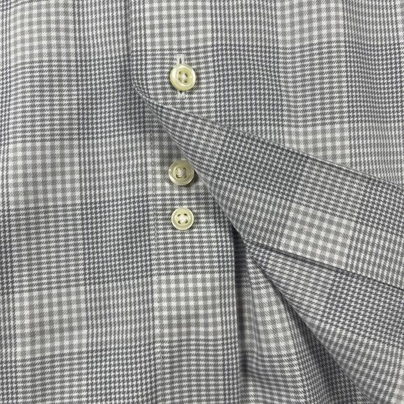 Brooks Brothers Dress Shirt 16.5 2/3 Plaid Non Iron Cotton Houndstooth Gray - Picture 5 of 12